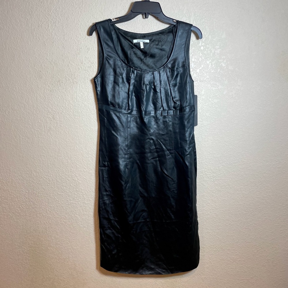 Steilmann Sheath Dress Womens Size 8 Black Sleeveless Pleated Lined Cocktail NEW
